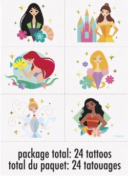 ENSEMBLE DE 24 TATOUAGES DES PRINCESSES DE DISNEY